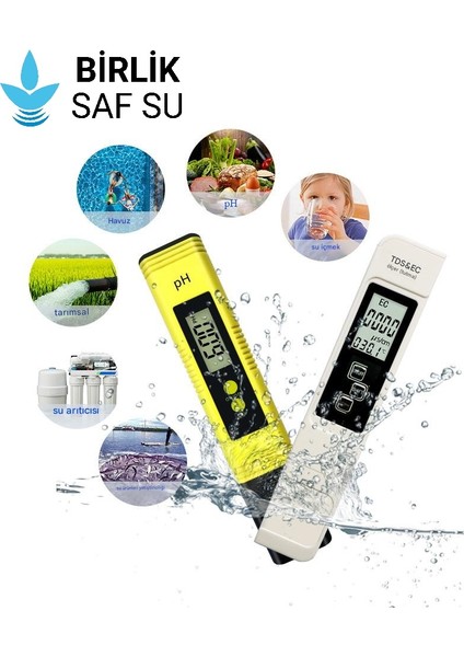 2'li Set Saf Su Ölçüm Cihazı EC TDS Ph Sıcaklık modelleri
