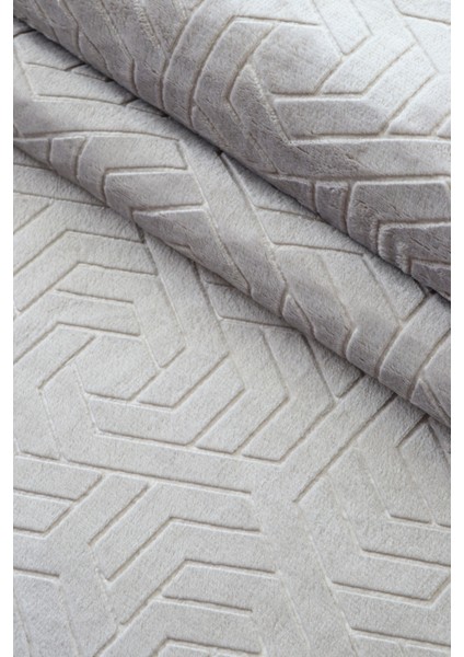 Gri Kesme Kabartmalı Kaymaz Tabanlı Salon, Koridor ve Mutfak Halısı