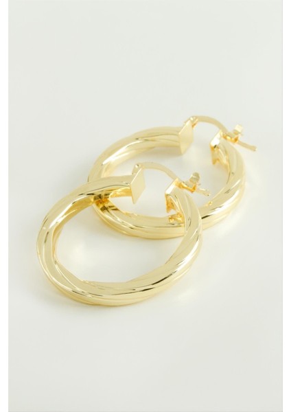 Wizard Ezme Halka Küpe 3 Cm-Sarı