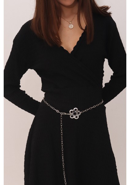 Pınkmark Kadın Gümüş Çiçek Ayarlanabilir Zincir Kemer PMKM25798