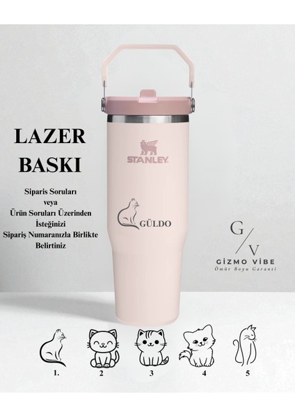 The Iceflow Flip Straw Pipetli Termos 0,89 L Özel Isimli Kişiselleştirilebilir Rose