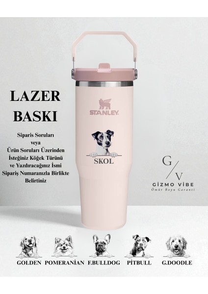 The Iceflow Flip Straw Pipetli Termos 0,89 L Özel Isimli Kişiselleştirilebilir Rose