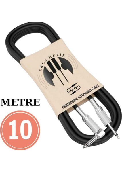 Gitar Jack Kablosu 10M - 32,8ft Düz/l Elektro Akustik Bas Bağlama Keman Amfi & Mixer Uyumlu Jak Kablo