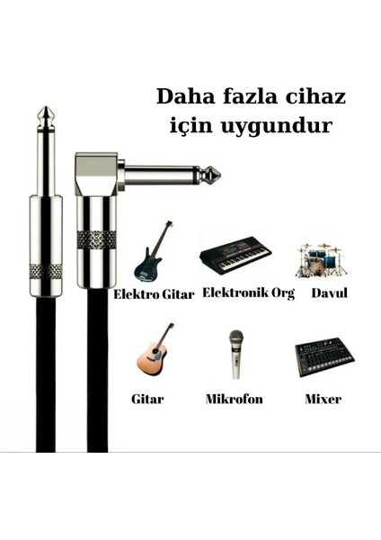 Gitar Jack Kablosu 10M - 32,8ft Düz/l Elektro Akustik Bas Bağlama Keman Amfi & Mixer Uyumlu Jak Kablo fiyatları