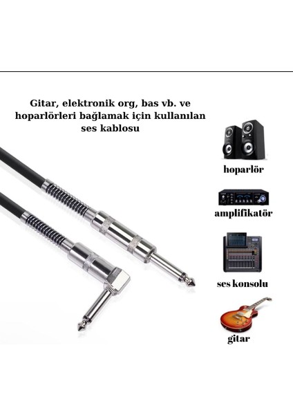 Gitar Jack Kablosu 10M - 32,8ft Düz/l Elektro Akustik Bas Bağlama Keman Amfi & Mixer Uyumlu Jak Kablo modelleri
