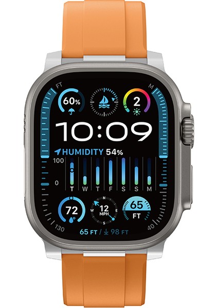 Watch 10 46MM Uyumlu Amazingthing Titan Chrono Silikon Kordon Strap Kayış Turuncu fiyatları