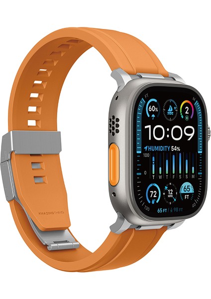 Watch 10 46MM Uyumlu Amazingthing Titan Chrono Silikon Kordon Strap Kayış Turuncu modelleri