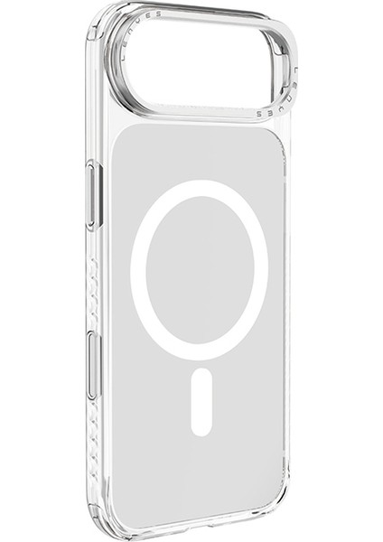 iPhone 17 Air Uyumlu Kılıf M-Safe Şarjlı Metal Kamera Çerçeveli Lenyes CK221 Sert Pc Kapak Şeffaf