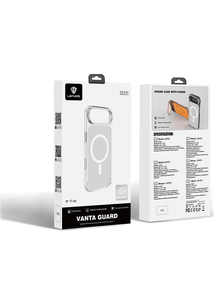 iPhone 17 Air Uyumlu Kılıf M-Safe Şarjlı Metal Kamera Çerçeveli Lenyes CK221 Sert Pc Kapak Şeffaf modelleri