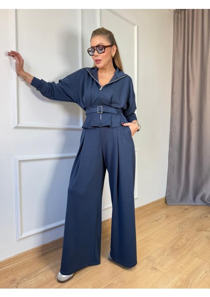 Indigo Pileli Kemerli Modal Takım fiyatları