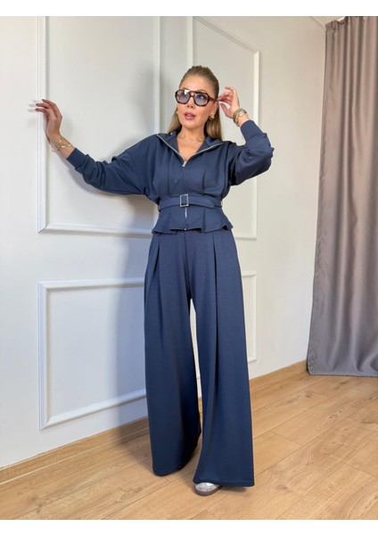 Indigo Pileli Kemerli Modal Takım modelleri