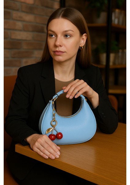 Kiraz Charm Detaylı Omuz Çantası Mini Şık Model
