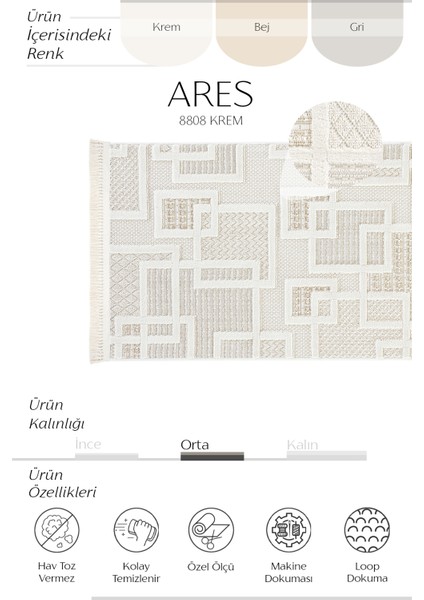 Krem Geometrik Yolluk, Antre ve Hol Koridor Için Şık Halı fiyatları