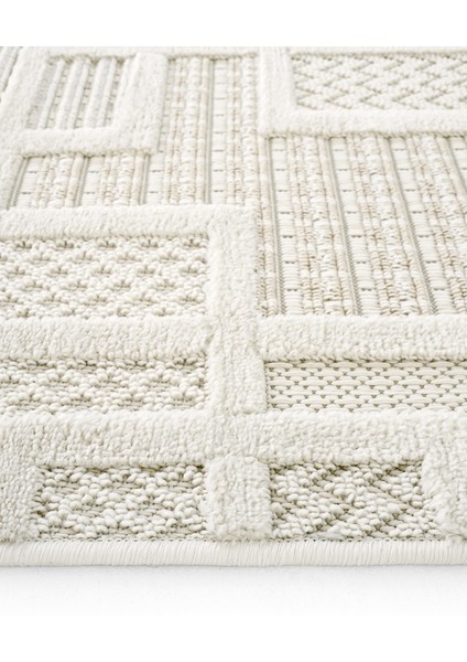 Krem Geometrik Yolluk, Antre ve Hol Koridor Için Şık Halı