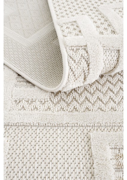 Krem Geometrik Yolluk, Antre ve Hol Koridor Için Şık Halı