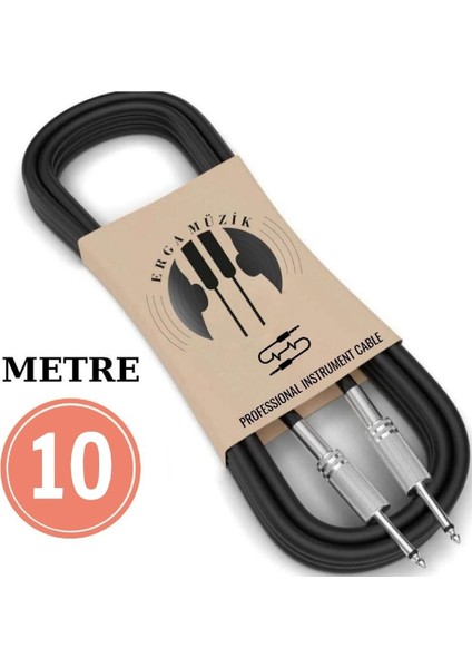 Gitar Jack Kablosu 10M/32,8FT - Elektro Akustik Bas Bağlama Keman Kemençe Amfi&mixer Uyumlu Jack Kablosu