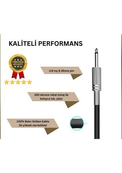 Gitar Jack Kablosu 10M/32,8FT - Elektro Akustik Bas Bağlama Keman Kemençe Amfi&mixer Uyumlu Jack Kablosu modelleri
