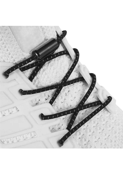Akıllı Vidalı Kilitli Elastik Outdoor Ayakkabı Bağcığı Yuvarlak Çizgili 100CM 1 Çift