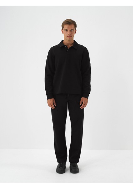 Erkek Siyah Pamuk Dokulu Regular Fit Sweatshirt