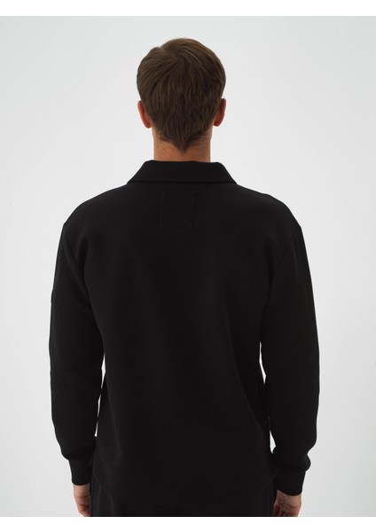 Erkek Siyah Pamuk Dokulu Regular Fit Sweatshirt fırsatları