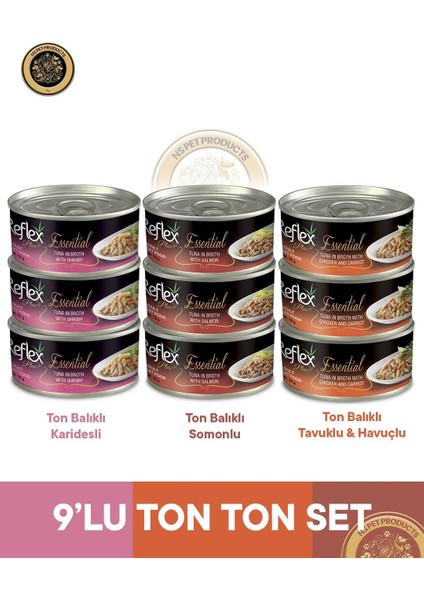 Plus Essential Ton Balıklı-Karışık Ton Ton Set - 9X70 gr