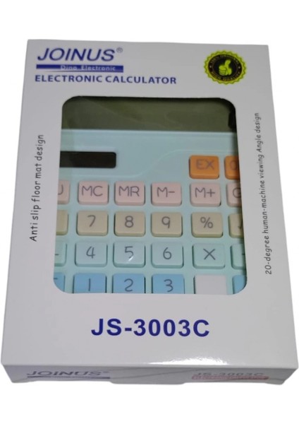 Joınus JS-3003 - 12 Hane Hesap Makinesi ( Pilli / Güneş Enerjili) Buz Mavi / Renkli Tuş Takımı fiyatları