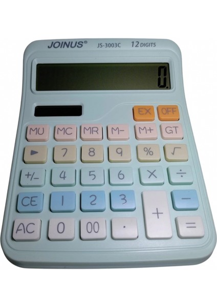 Joınus JS-3003 - 12 Hane Hesap Makinesi ( Pilli / Güneş Enerjili) Buz Mavi / Renkli Tuş Takımı modelleri