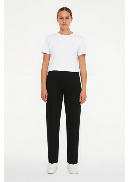 Kadın Chima Yüksek Bel Pamuk Likra Stretch Eşofman Alt Siyah