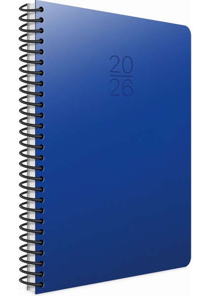2026 407-SEK Plastik Spiralli - Sert Kapak 17X24 Günlük Beyaz Ajanda Lacivert