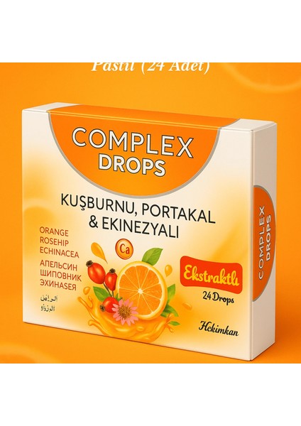 Kuşburnu & Portakal & Ekinezyalı (Pastil 24'lü)