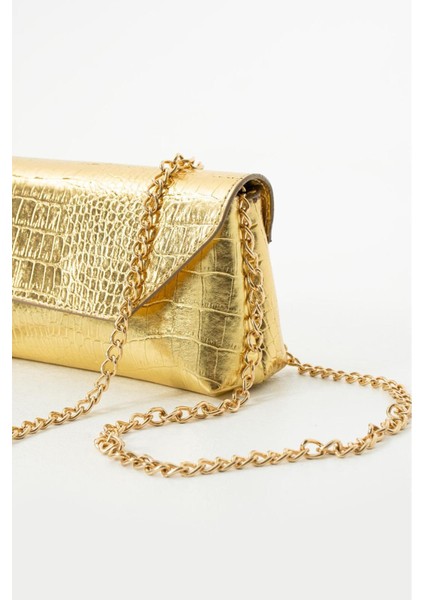 Parlak Timsah Deri Baskılı Özel Tasarım Çapraz Zincir Askılı Çanta modelleri