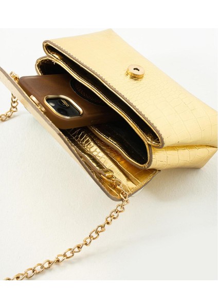 Parlak Timsah Deri Baskılı Özel Tasarım Çapraz Zincir Askılı Çanta fırsatları
