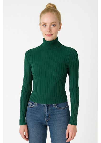 Kalın Fitilli Balıkçı Yaka Kadın Body