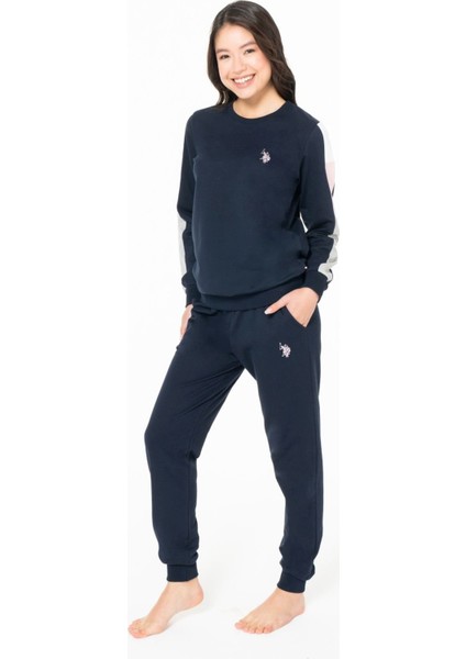 20115 Kadın Lacıvert Yuvarlak Yaka Uzun Kollu Pijama Takımı fiyatları