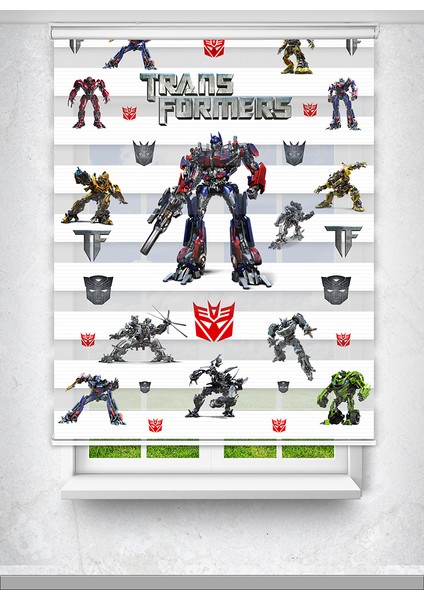Transformers Robot Baskılı Çocuk Odası Perdesi - Dijital Baskılı Zebra Stor Perde