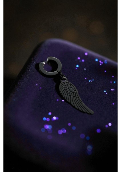 Sıkıştırmalı Mıknatıslı Kanat Model Sallantılı Erkek Kadın Unisex 316L Çelik Küpe 1 Adet modelleri