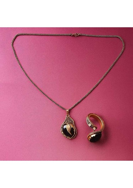 Oltu Taşlı Kolye Yüzük