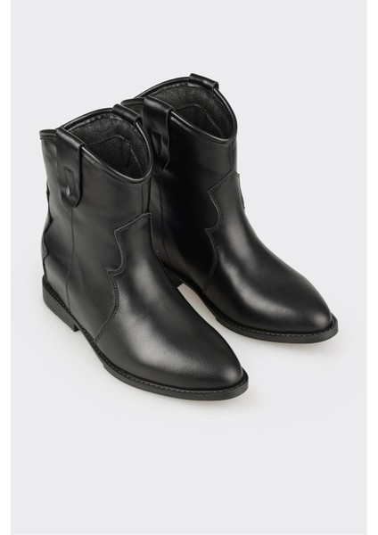 Siyah Deri Kadın Western Bot fiyatları