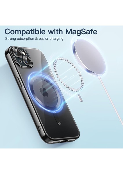 Apple iPhone 13 - 14 Uyumlu Kılıf Magsafe Wirelles Şarj Destekli Parlak Renkli Kenarlı Arkası Şeffaf Silikon indirimleri