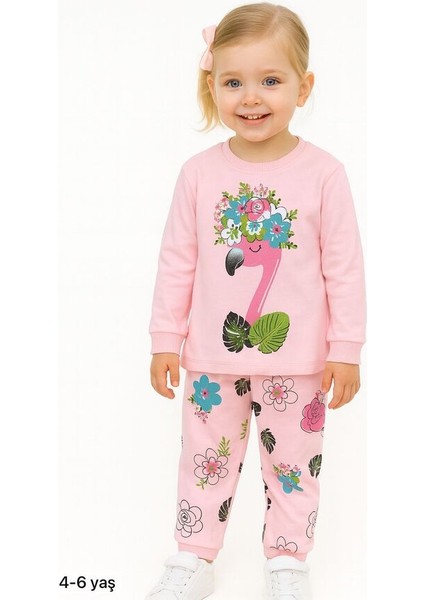 Pudra Pembe Flamingo 4-6 Yaş Çocuk Alt Üst Takım