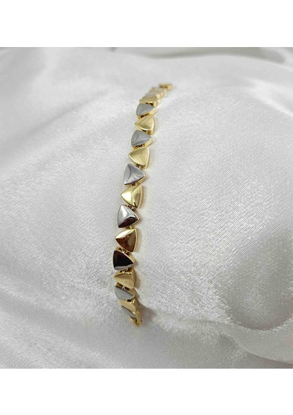Gold Gümüş Detay Üçgen Çelik Bileklik fiyatları