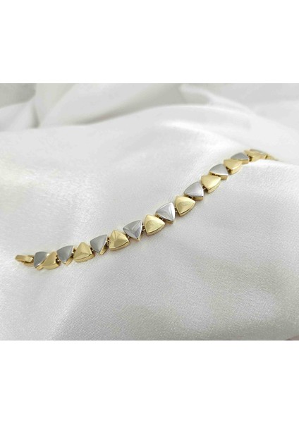 Gold Gümüş Detay Üçgen Çelik Bileklik fırsatları