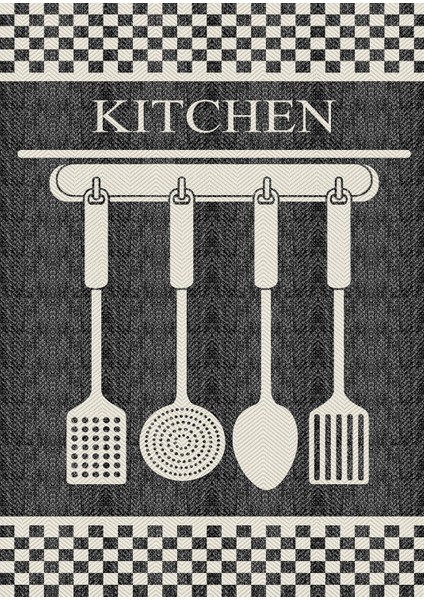 Pamuk Dokuma Taban Kaymaz Yıkanabilir Modern Desenli Mutfak Için Mutfak Halısı