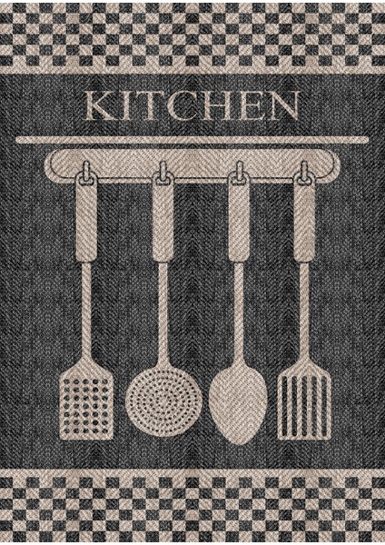 Pamuk Dokuma Taban Kaymaz Yıkanabilir Modern Desenli Mutfak Için Mutfak Halısı