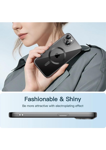 Apple iPhone 13 - 14 Uyumlu Kılıf Magsafe Wirelles Şarj Destekli Parlak Renkli Kenarlı Arkası Şeffaf Silikon modelleri