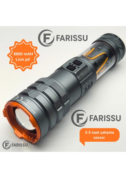 OR-G580: 100W, 5000 Lümen Şarj Edilebilir Çok Fonksiyonlu El Feneri 8800 Mah Powerbank Özellikli fiyatları