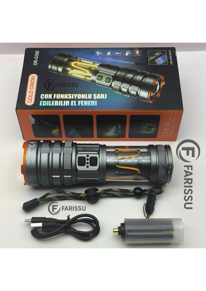 OR-G580: 100W, 5000 Lümen Şarj Edilebilir Çok Fonksiyonlu El Feneri 8800 Mah Powerbank Özellikli modelleri