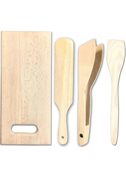 Pratik Kullanım Ahşap Büyük Mutfak Seti 4 Parça