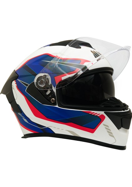 Gp My Helmet MKS001-WBR Yarış Spoiler Güneş Vizörlü Şeffaf Full Face Motosiklet Kaskı M modelleri