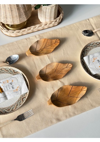 3'lü Bohem Dekoratif Ahşap Yaprak Model Düzenleyici Sunumluk fiyatları